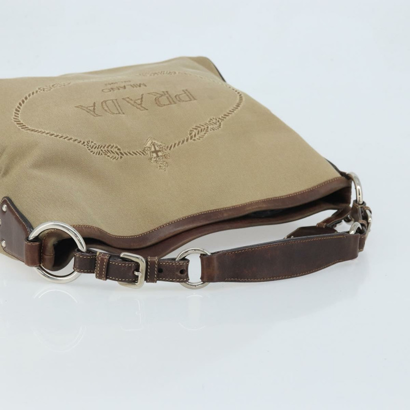 【日本直送】PRADA帆布肩包 米色 銀色 正品 YKZ082A-6