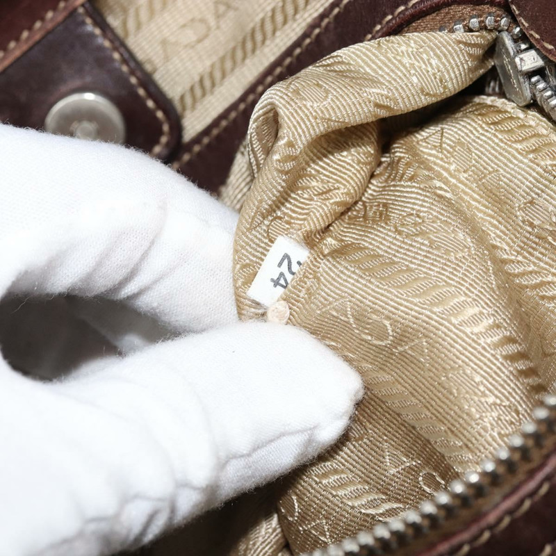 【日本直送】PRADA帆布肩包 米色 銀色 正品 YKZ082A-11