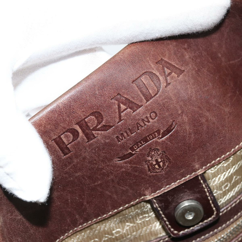 【日本直送】PRADA帆布肩包 米色 銀色 正品 YKZ082A-16