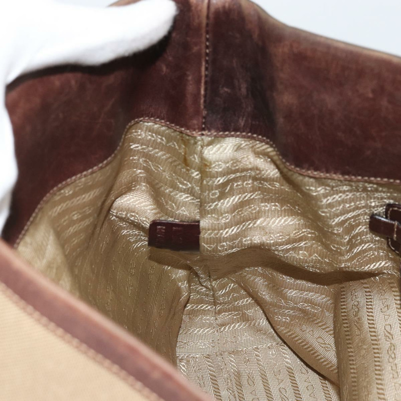 【日本直送】PRADA帆布肩包 米色 銀色 正品 YKZ082A-18