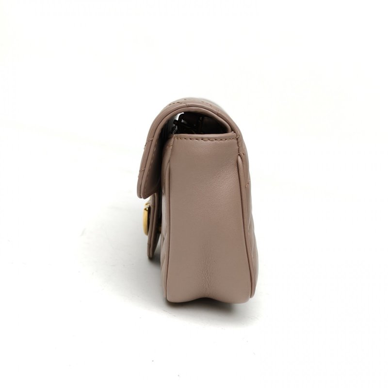 GUCCI GGMarmont肩背包超Mini16.5豆沙粉牛皮金扣肩背包-1