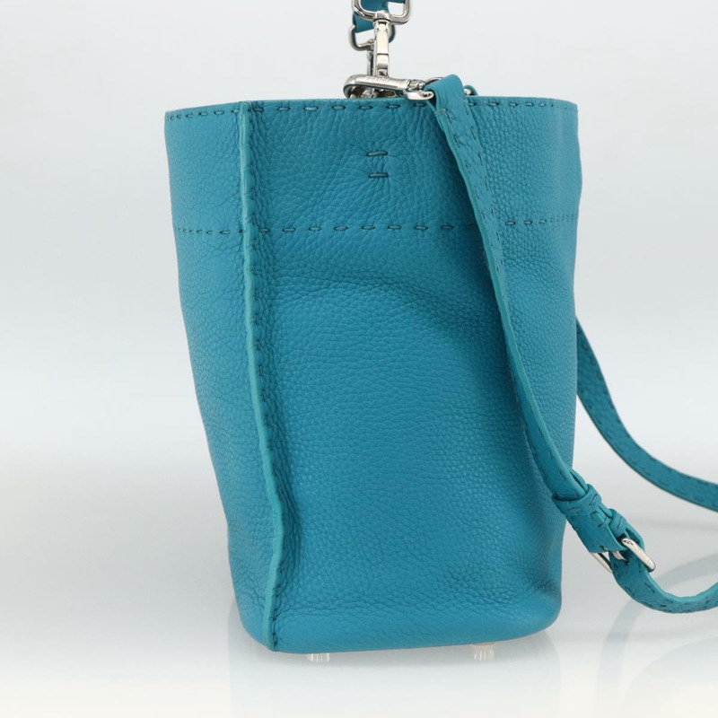 【日本直送】FENDI Celeria 單肩包 皮革 兩用 藍色 銀色 正品 ep13870A-2