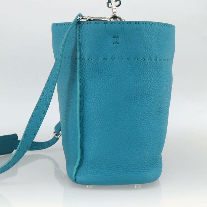 【日本直送】FENDI Celeria 單肩包 皮革 兩用 藍色 銀色 正品 ep13870A-3