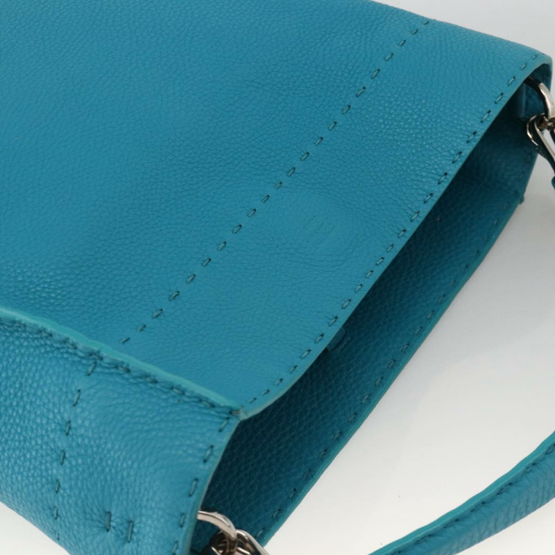 【日本直送】FENDI Celeria 單肩包 皮革 兩用 藍色 銀色 正品 ep13870A-5