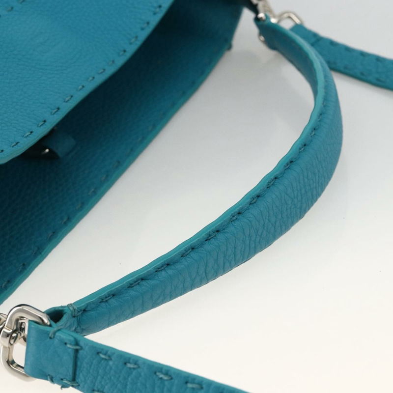 【日本直送】FENDI Celeria 單肩包 皮革 兩用 藍色 銀色 正品 ep13870A-6