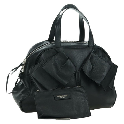 SAINT LAURENT 手提包 皮革 黑色 銀色 正品 YKZ145A