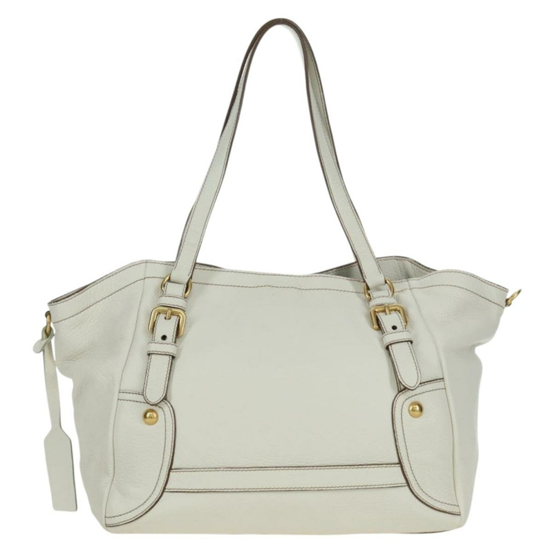 【日本直送】PRADA 白色金色皮革手提包 正品 YKZ080V-1