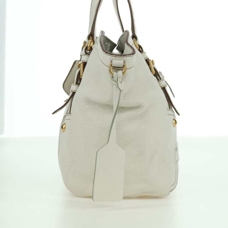 【日本直送】PRADA 白色金色皮革手提包 正品 YKZ080V-2