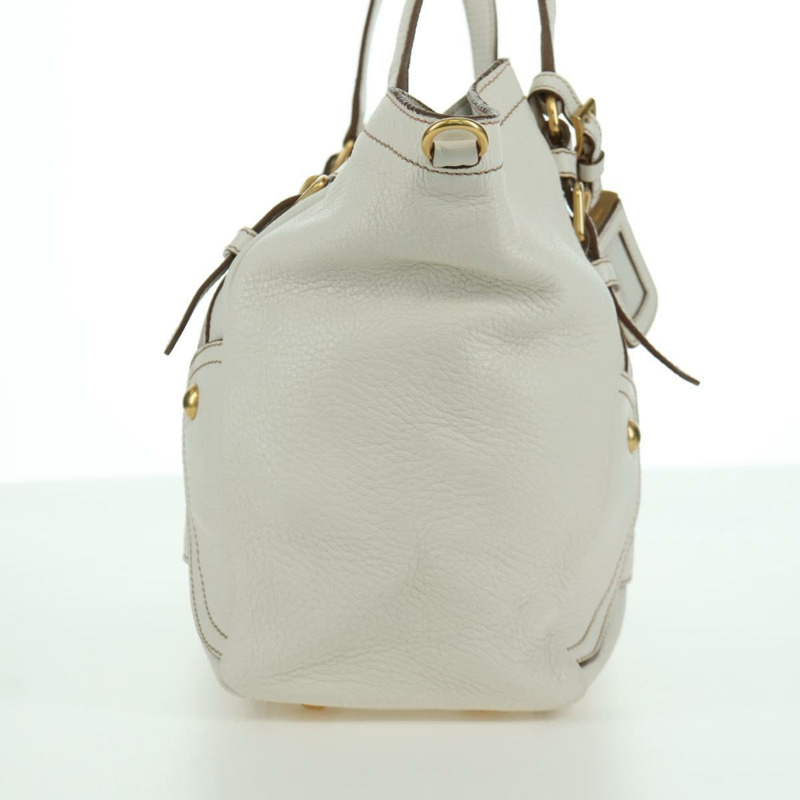 【日本直送】PRADA 白色金色皮革手提包 正品 YKZ080V-3