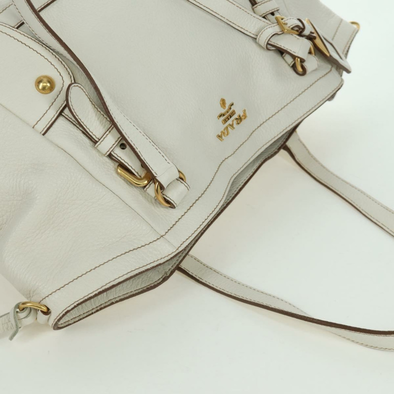 【日本直送】PRADA 白色金色皮革手提包 正品 YKZ080V-5