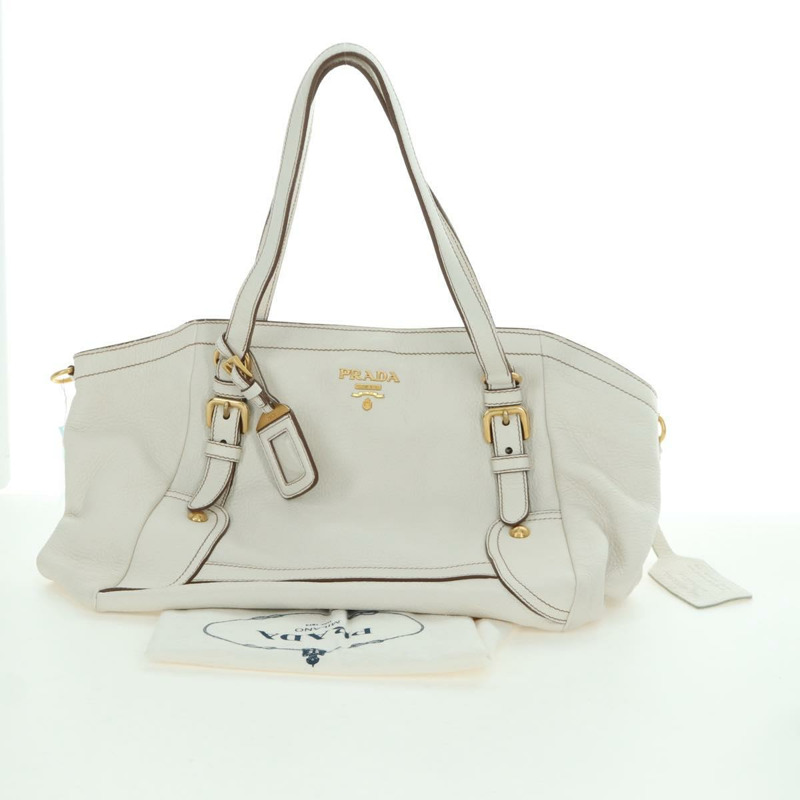 【日本直送】PRADA 白色金色皮革手提包 正品 YKZ080V-11