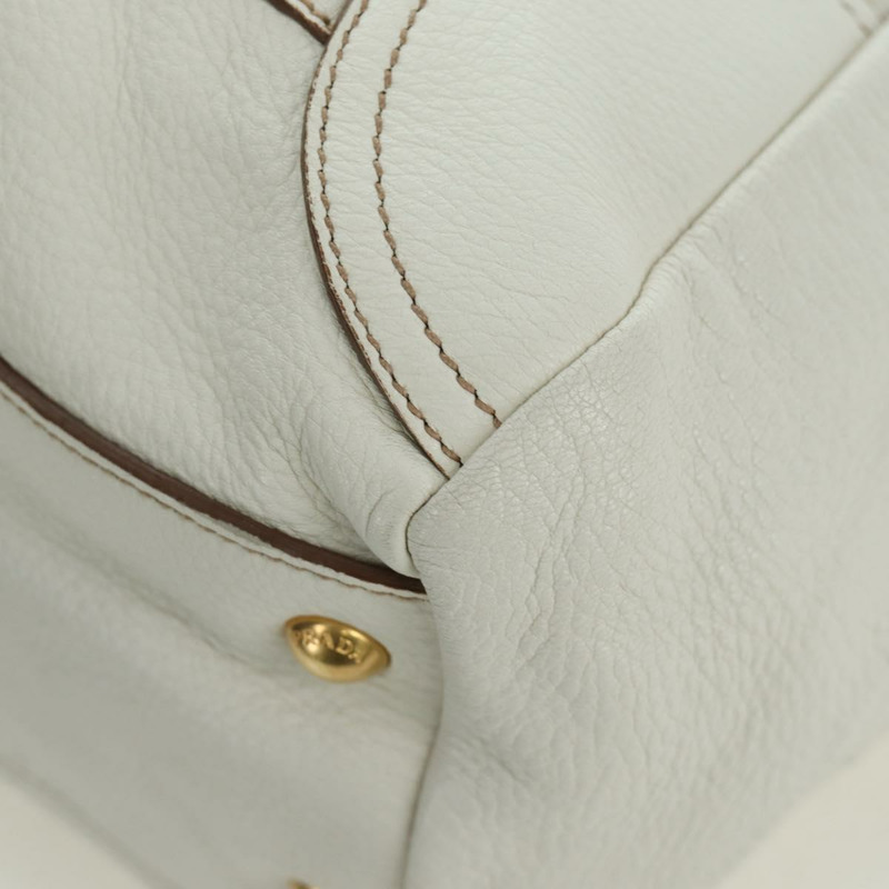 【日本直送】PRADA 白色金色皮革手提包 正品 YKZ080V-14