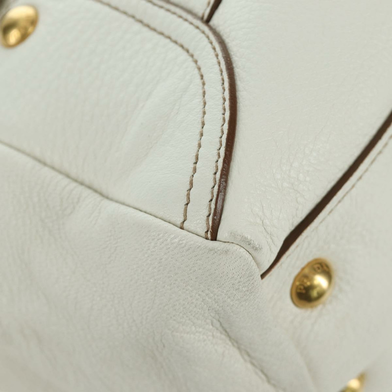 【日本直送】PRADA 白色金色皮革手提包 正品 YKZ080V-15