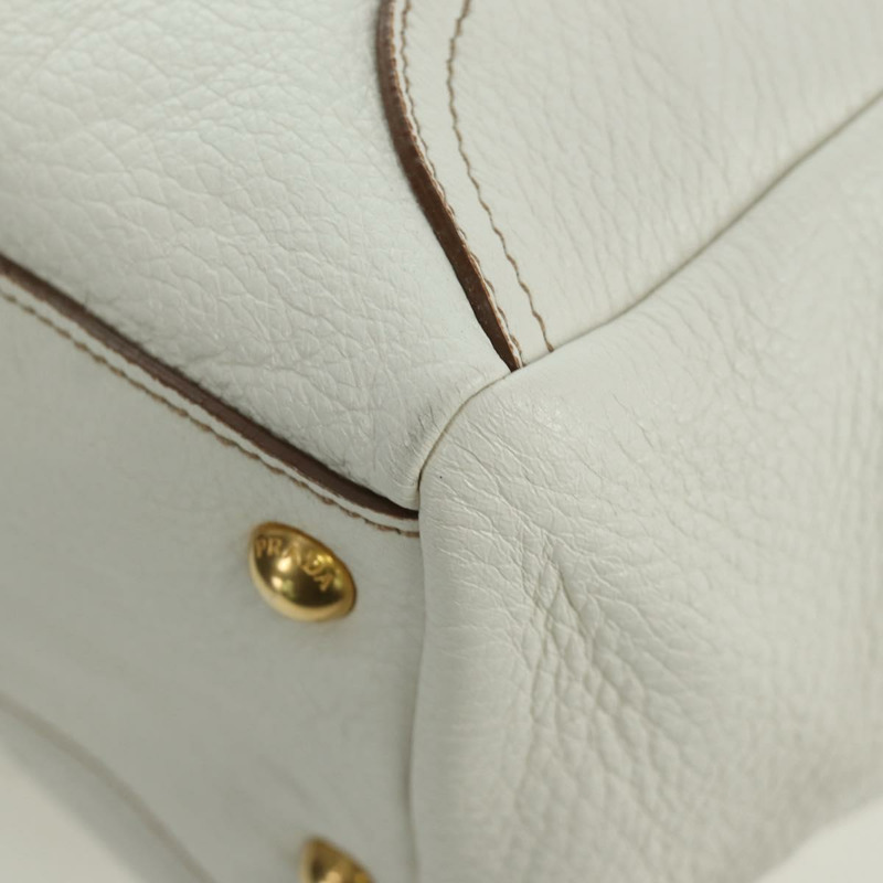 【日本直送】PRADA 白色金色皮革手提包 正品 YKZ080V-16