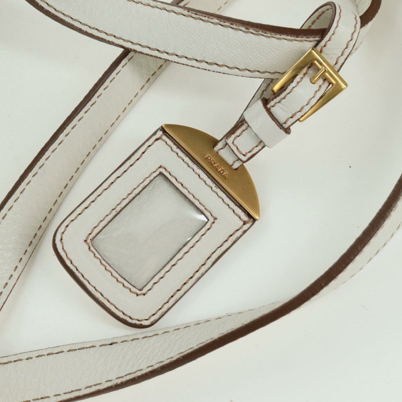 【日本直送】PRADA 白色金色皮革手提包 正品 YKZ080V-18