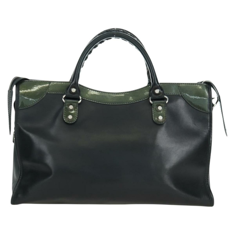 【日本直送】BALENCIAGA Giant City 手提包 皮革 2way 黑色 銀色 281770 正品 YKZ099SAV-1