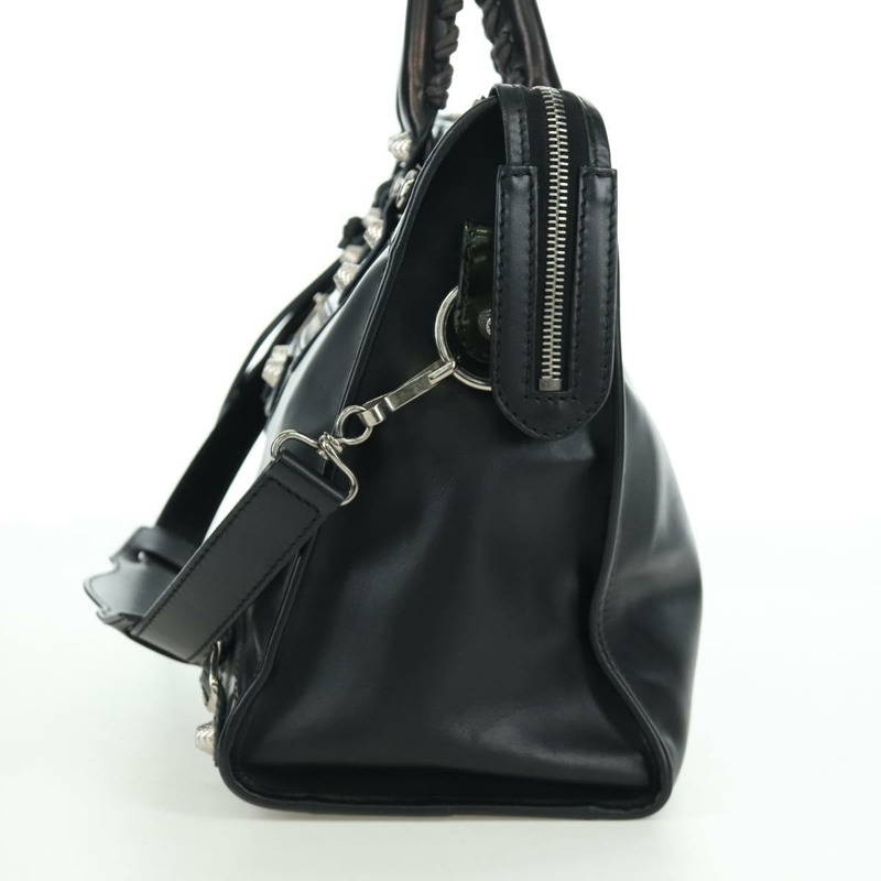 【日本直送】BALENCIAGA Giant City 手提包 皮革 2way 黑色 銀色 281770 正品 YKZ099SAV-2