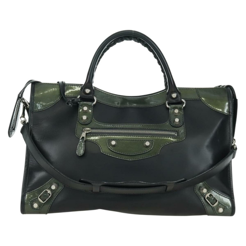 【日本直送】BALENCIAGA Giant City 手提包 皮革 2way 黑色 銀色 281770 正品 YKZ099SAV-12