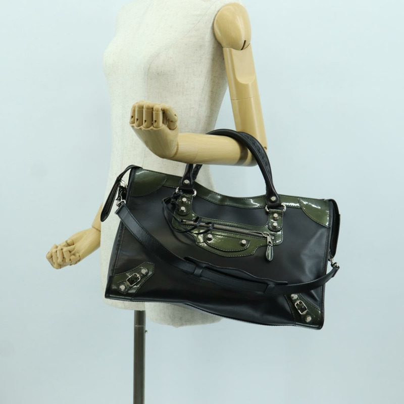 【日本直送】BALENCIAGA Giant City 手提包 皮革 2way 黑色 銀色 281770 正品 YKZ099SAV-27
