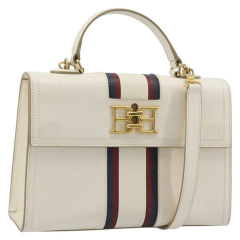 BALLY 手提包 皮革 兩用 白色 金色 正品 YKZ532A