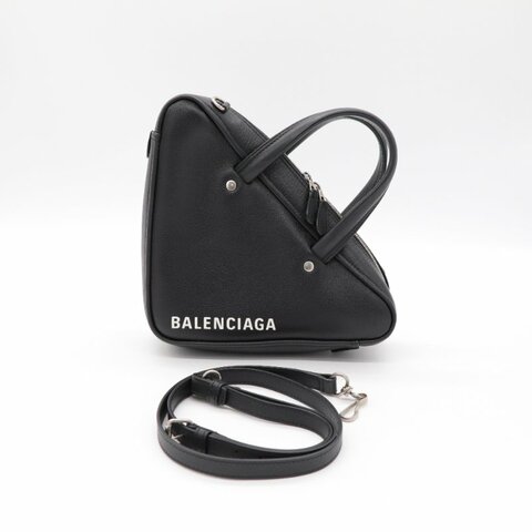 Balenciaga 巴黎世家 黑色 小牛皮 三角 手提包 肩背包 兩用