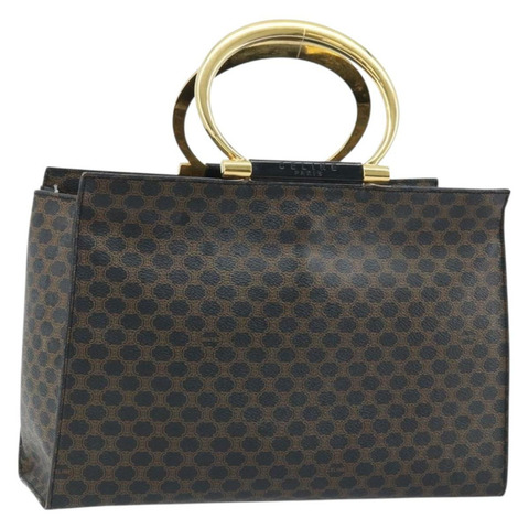 CELINE Macadam帆布手提包 PVC皮革 黑色金色 正品 LNZ872A