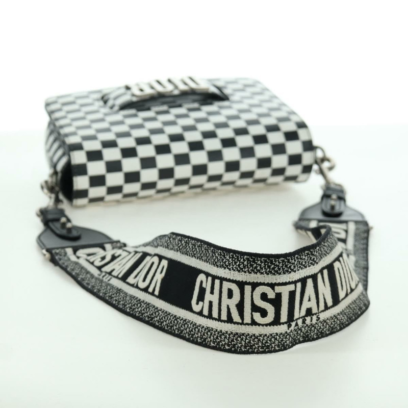 【日本直送】Christian Dior Evolution翻蓋單肩背包，黑色/白色真皮，正品，貨號gh1972M-6