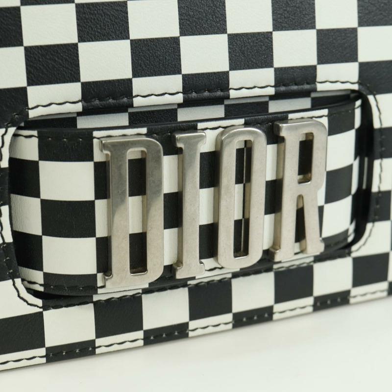 【日本直送】Christian Dior Evolution翻蓋單肩背包，黑色/白色真皮，正品，貨號gh1972M-19