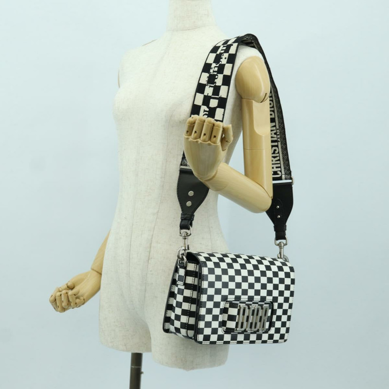 【日本直送】Christian Dior Evolution翻蓋單肩背包，黑色/白色真皮，正品，貨號gh1972M-27