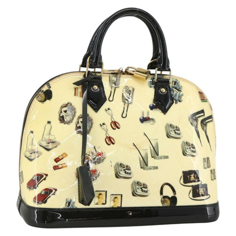 路易威登 Vernis 貼紙印花 Alma PM 手提包 白色 M50466 LV 正品 YKZ565
