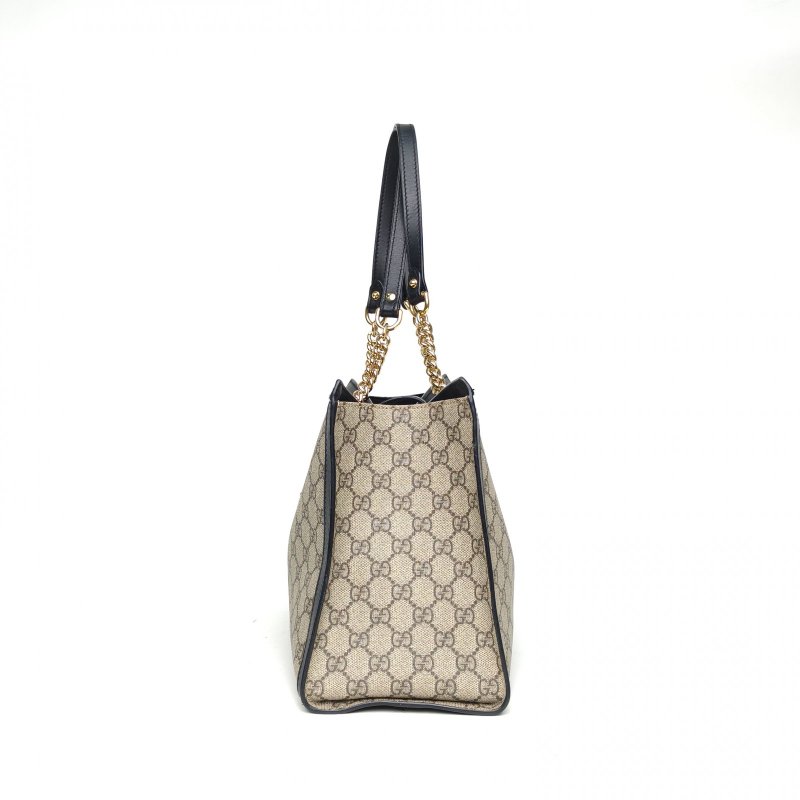 GUCCI Padlock鎖頭包Tote中號35黑色牛皮/PVC金扣肩背包-1