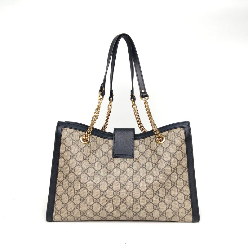 GUCCI Padlock鎖頭包Tote中號35黑色牛皮/PVC金扣肩背包-2