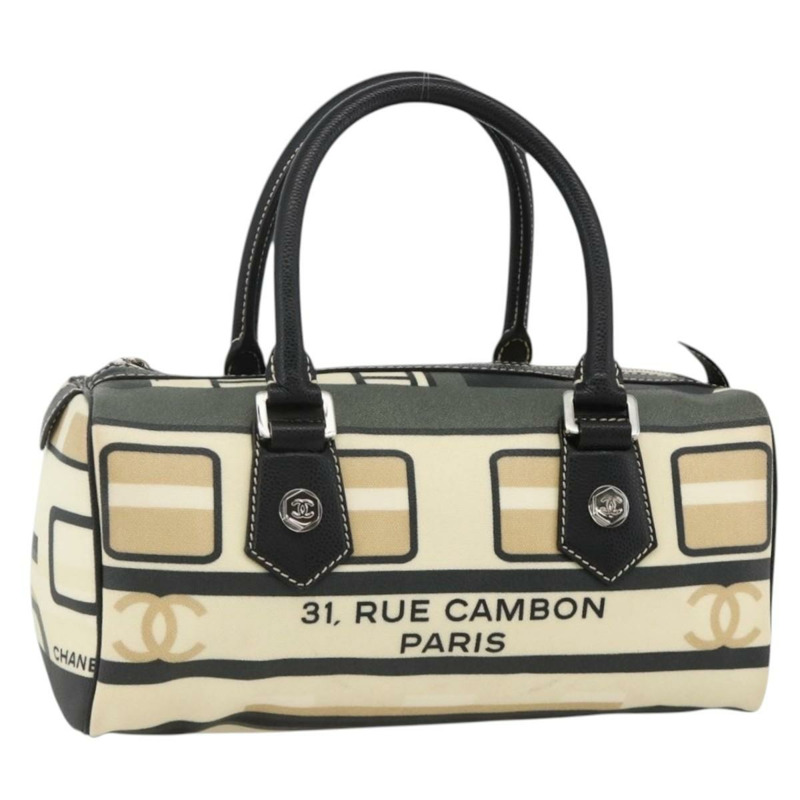 【日本直送】香奈兒 (CHANEL) 火車手提包 PVC 米色 銀色 CC 正品 YKZ558SAV-0