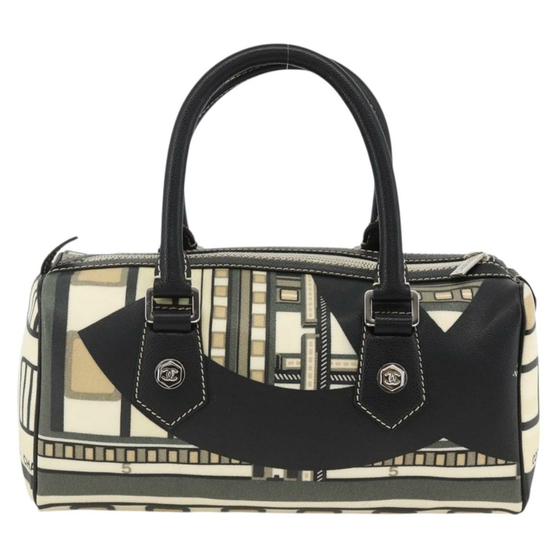 【日本直送】香奈兒 (CHANEL) 火車手提包 PVC 米色 銀色 CC 正品 YKZ558SAV-1