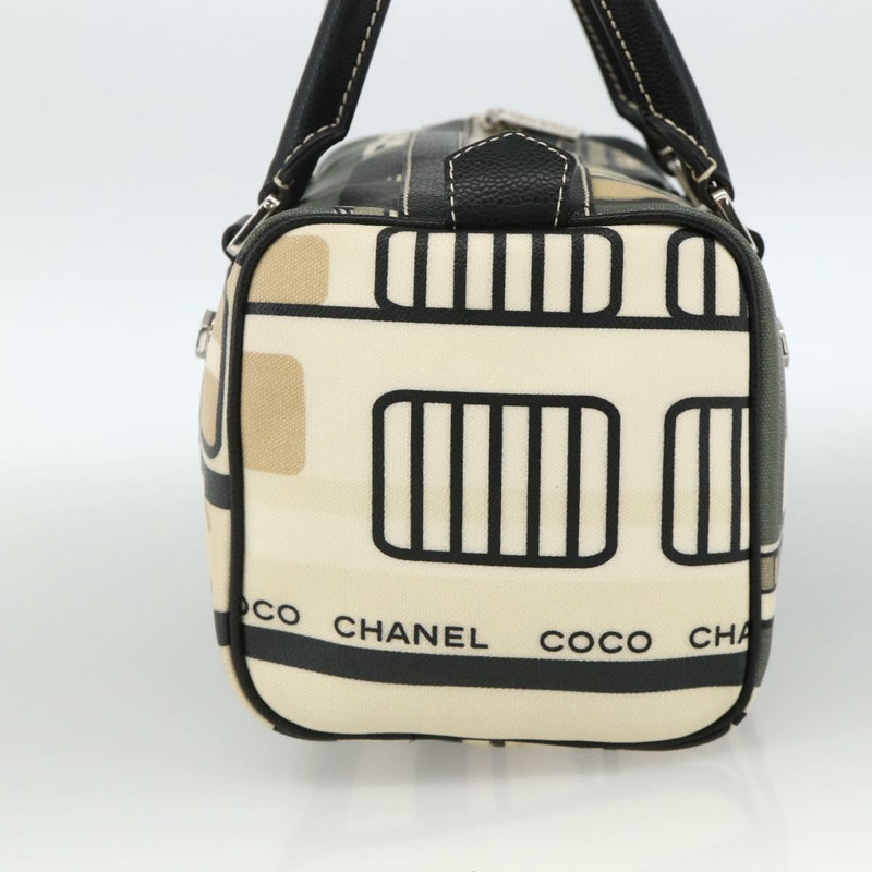 【日本直送】香奈兒 (CHANEL) 火車手提包 PVC 米色 銀色 CC 正品 YKZ558SAV-3