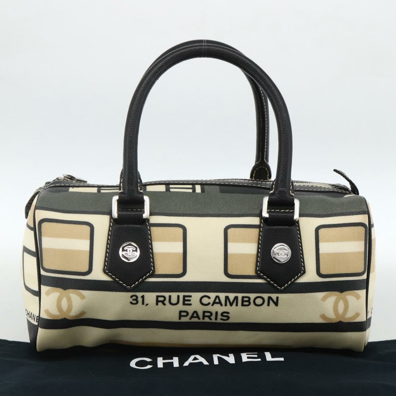 【日本直送】香奈兒 (CHANEL) 火車手提包 PVC 米色 銀色 CC 正品 YKZ558SAV-11