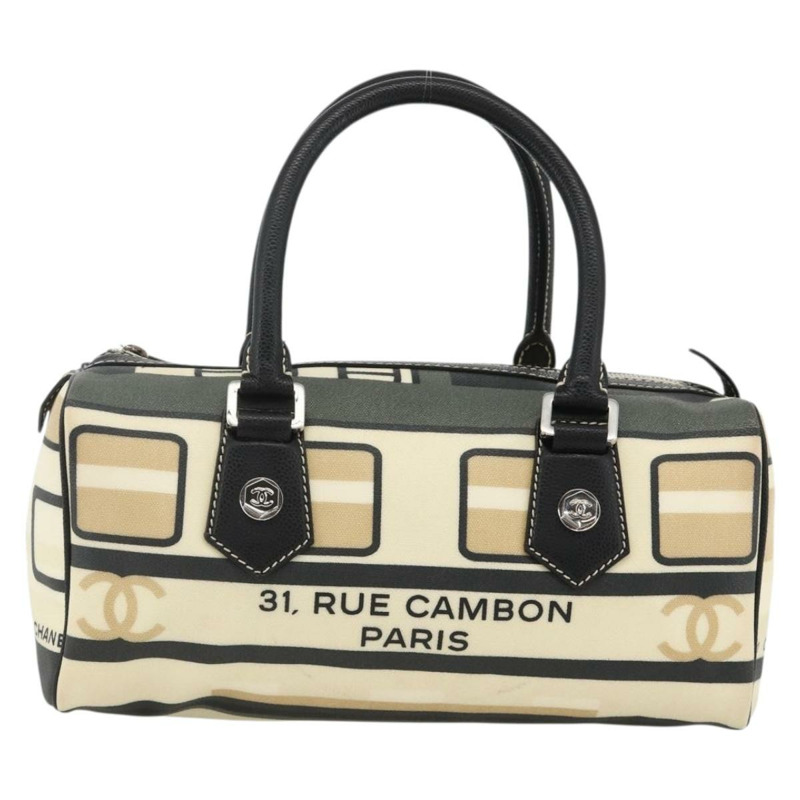 【日本直送】香奈兒 (CHANEL) 火車手提包 PVC 米色 銀色 CC 正品 YKZ558SAV-12