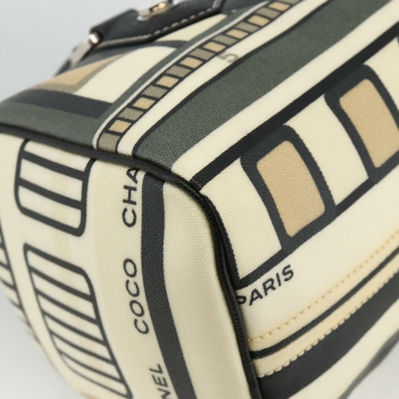 【日本直送】香奈兒 (CHANEL) 火車手提包 PVC 米色 銀色 CC 正品 YKZ558SAV-14