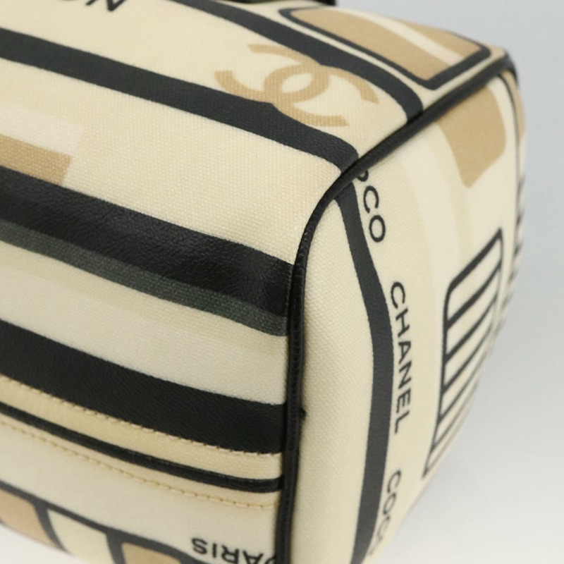 【日本直送】香奈兒 (CHANEL) 火車手提包 PVC 米色 銀色 CC 正品 YKZ558SAV-15