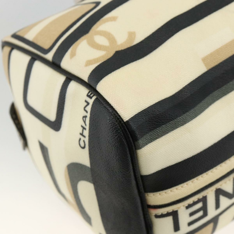 【日本直送】香奈兒 (CHANEL) 火車手提包 PVC 米色 銀色 CC 正品 YKZ558SAV-16