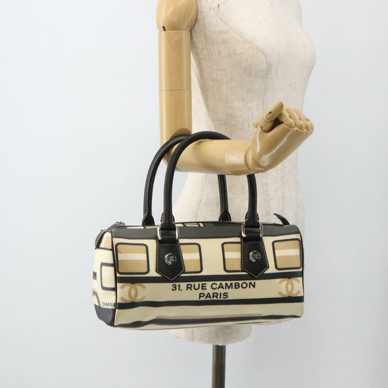 【日本直送】香奈兒 (CHANEL) 火車手提包 PVC 米色 銀色 CC 正品 YKZ558SAV-23
