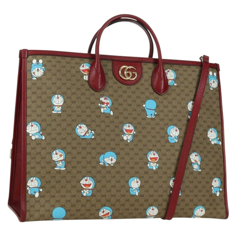 【日本直送】GUCCI GUCCI × Doraemon Micro GG Supreme Bag PVC 2way Beige 653952 Auth YKZ557SAM-0