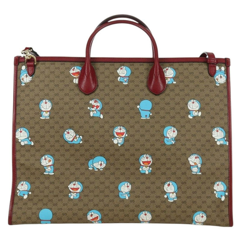 【日本直送】GUCCI GUCCI × Doraemon Micro GG Supreme Bag PVC 2way Beige 653952 Auth YKZ557SAM-1