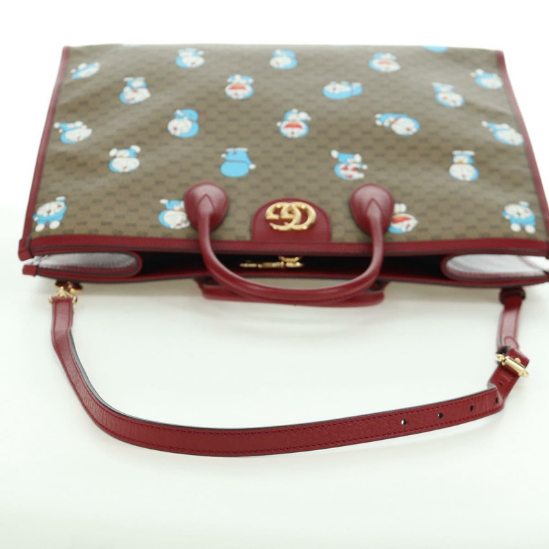 【日本直送】GUCCI GUCCI × Doraemon Micro GG Supreme Bag PVC 2way Beige 653952 Auth YKZ557SAM-5