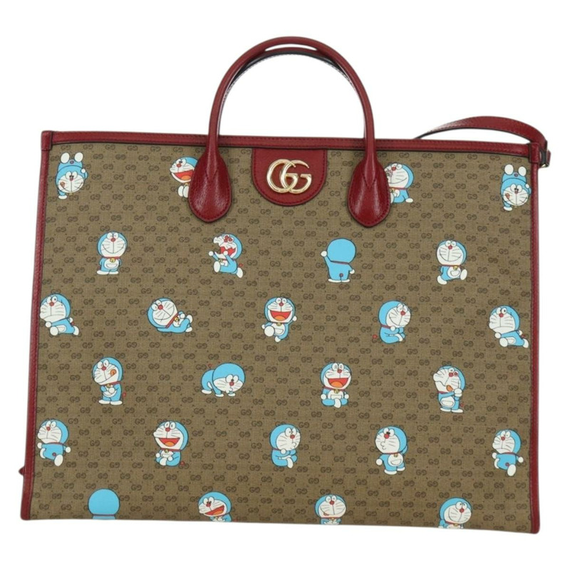 【日本直送】GUCCI GUCCI × Doraemon Micro GG Supreme Bag PVC 2way Beige 653952 Auth YKZ557SAM-12
