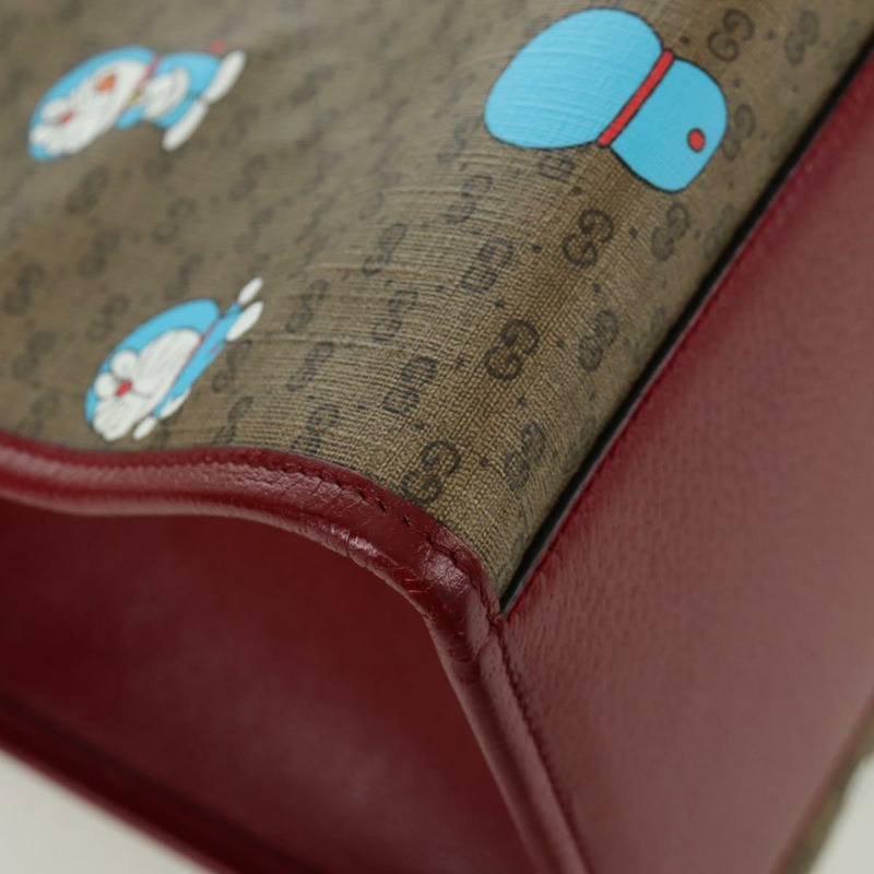【日本直送】GUCCI GUCCI × Doraemon Micro GG Supreme Bag PVC 2way Beige 653952 Auth YKZ557SAM-17