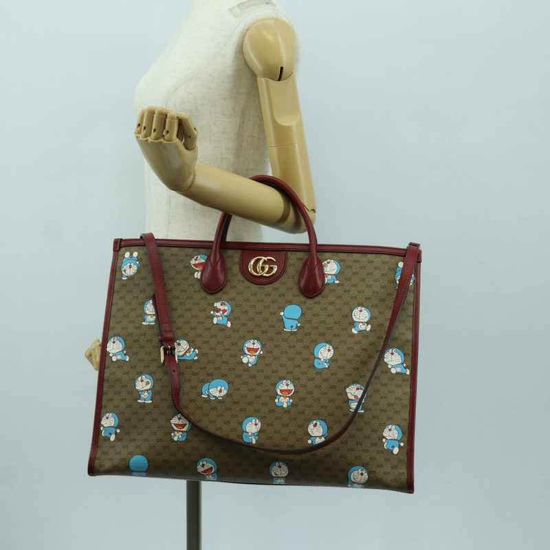 【日本直送】GUCCI GUCCI × Doraemon Micro GG Supreme Bag PVC 2way Beige 653952 Auth YKZ557SAM-28