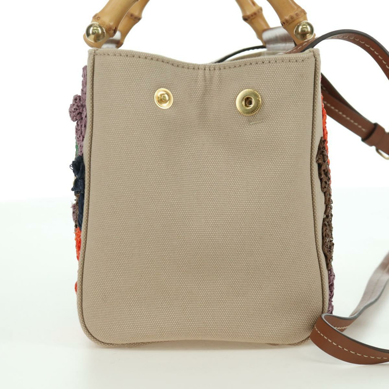 【日本直送】Miu Miu 竹節手提包帆布兩用包米色金色正品 YKZ585SAM-3