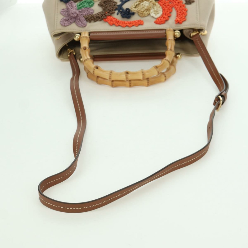 【日本直送】Miu Miu 竹節手提包帆布兩用包米色金色正品 YKZ585SAM-7