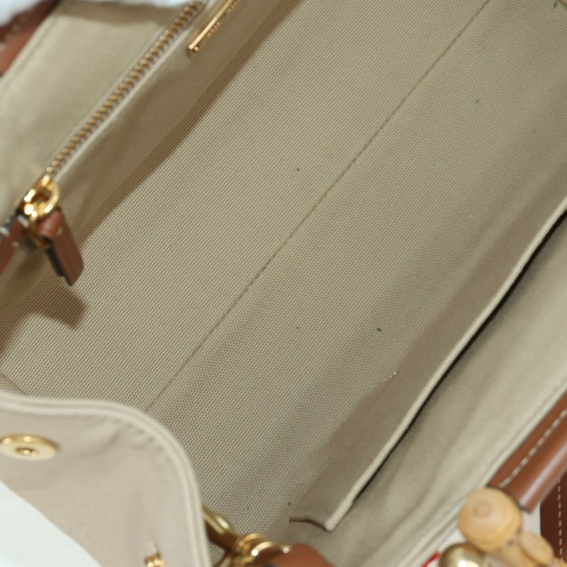 【日本直送】Miu Miu 竹節手提包帆布兩用包米色金色正品 YKZ585SAM-9